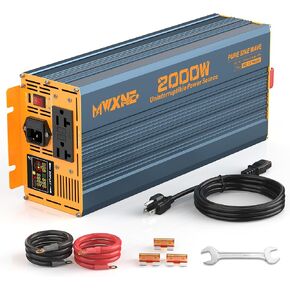 2000W Sump Pump Battery Backup System, Pure Sine Wave Power Inverter for Emergency and Power Outage, Back Up System for Sump Pump with LCD Display, Auto Switching for Grid and Battery
