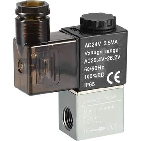 uxcell AC 24V 2 Way 2 Position 1/4" PT,Pneumatic Air Electric Control Solenoid Valve,Normally Closed,2V025-08