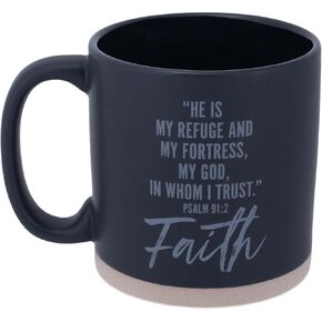 Lighthouse Christian Products Faith Double-Sided Verse Black 16 Ounce Ceramic Mug