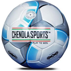 Soccer Ball - PU Leather -Size 4 Sky Blue/White for Kids