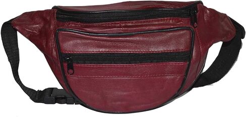 حقيبة حامل حقيبة السفر Fanny Pack من الجلد الأصلي من Leatherboss مع حزام الخصر، باللون الأسود in Kuwait