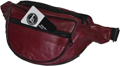 حقيبة حامل حقيبة السفر Fanny Pack من الجلد الأصلي من Leatherboss مع حزام الخصر، باللون الأسود in Kuwait