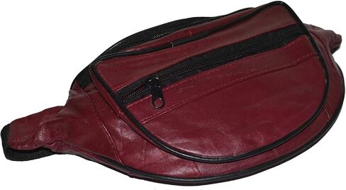 حقيبة حامل حقيبة السفر Fanny Pack من الجلد الأصلي من Leatherboss مع حزام الخصر، باللون الأسود in Kuwait