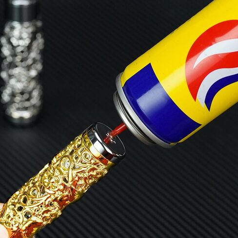 2 عبوة من ولاعة البوتان على شكل زهرة ذهبية سوداء، ولاعات شعلة نفاثة ممتعة رائعة، قابلة لإعادة الملء والتعديل، ولاعات مقاومة للرياح لهب الشعلة النفاثة، شموع للشواء للمطبخ، بدون غاز (Q1) in Kuwait