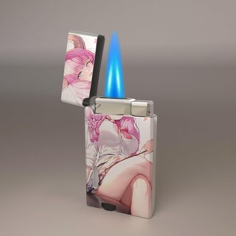 ولاعة بيوتان من Anime Girl، ولاعات شعلة نفاثة ممتعة رائعة، قابلة لإعادة الملء والتعديل، ولاعات مقاومة للرياح لهب الشعلة النفاثة، شموع الشواء للمطبخ، بدون غاز (E5) in Saudi Arabia