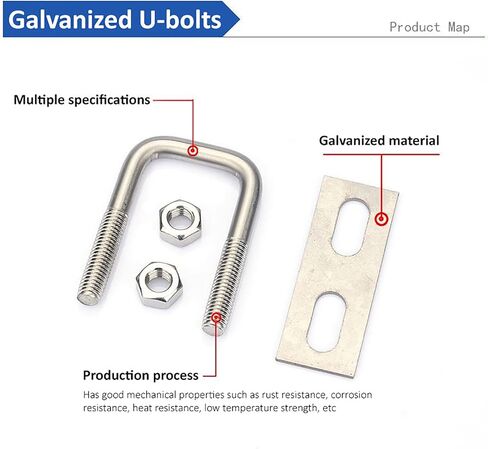 4pcs Square U-Bolt, Stainless Steel Square Bend U Bolts with Nuts and Frame Plate for Automobiles Trailer, Ski Boat, or Sailboat Trailer (2.36" W x 4.41 L", M8 x 60 x 120) in Saudi Arabia