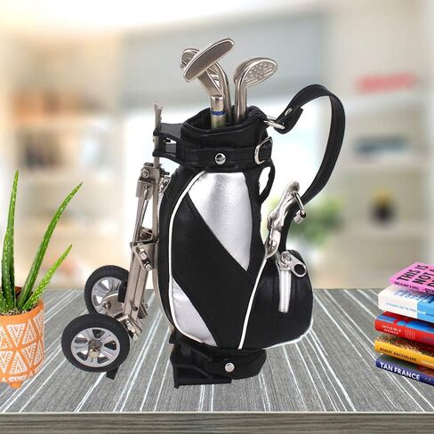 أقلام الجولف مع حامل حقيبة الجولف، هدايا مبتكرة مع 3 قطع من الألومنيوم قلم مكتب مكتب حقيبة الجولف حامل قلم رصاص للرجال في يوم الآباء، هدايا الجولف لمحبي لاعبي الجولف زملاء العمل (فضي وأسود بدون قاعدة) in Kuwait