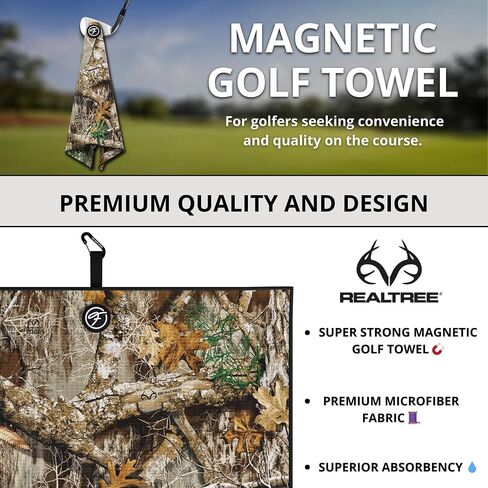 منشفة الجولف المغناطيسية Realtree Camo - ألياف دقيقة من الوافل، فائقة الامتصاص، منشفة جولف مغناطيسية للحقائب والعربات والنوادي - 24 بوصة × 16 بوصة، منشفة جولف مع مغناطيس للرجال والنساء مغناطيس منشفة الجولف in Saudi Arabia