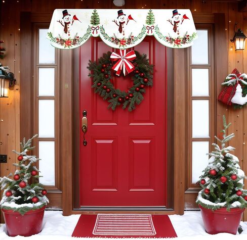 AerWo Christmas Mantel Scarves 79×20 Inch Fireplace Christmas Decorations, Santa Claus Christmas Fireplace Cover Christmas Mantel Decorations for Indoor Winter Holiday Christmas Mantel Decor in Kuwait