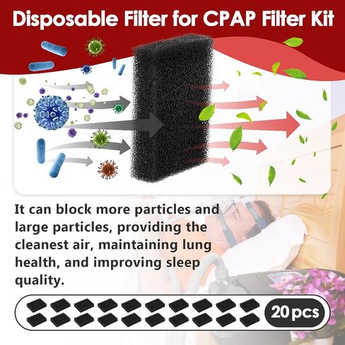 20 Packs Disposable Filter for CPAP Filter Kit - Replacement Filters for CPAP Machines - Compatible with 3B Medical Luna G3 Series CPAP Machines - for Clean Air (Black) in Kuwait