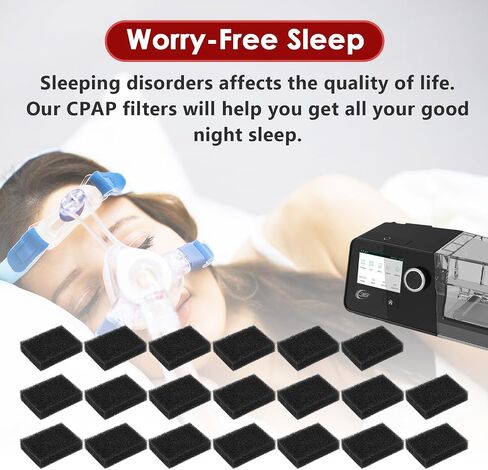 20 Packs Disposable Filter for CPAP Filter Kit - Replacement Filters for CPAP Machines - Compatible with 3B Medical Luna G3 Series CPAP Machines - for Clean Air (Black) in Kuwait