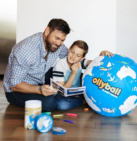 Ollyball STEM Planet Earth 22" MEGA Sized Play Ball and Kickball for Kids and Adults with 5 Markers Included in Re-Useable ECO Pak with 24 Page downloadable Book in Kuwait