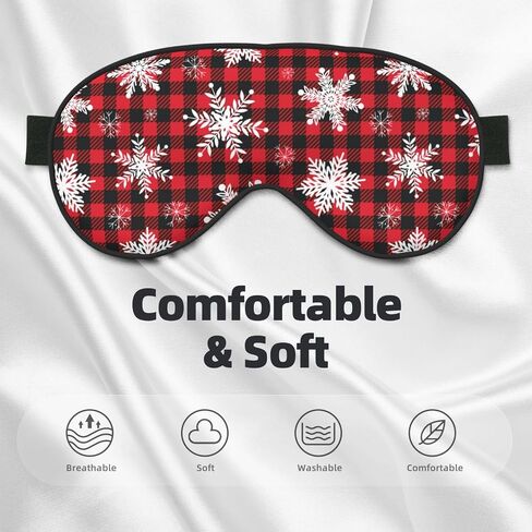 Christmas Sleeping Eye Mask Snowflakes on Buffalo Plaid Eye Mask for Sleeping Soft Comfort Eye Shade Blackout Eye Cover for Deep Rest Travel Nap Meditation in Saudi Arabia