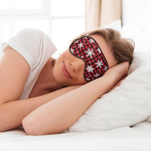 Christmas Sleeping Eye Mask Snowflakes on Buffalo Plaid Eye Mask for Sleeping Soft Comfort Eye Shade Blackout Eye Cover for Deep Rest Travel Nap Meditation in Saudi Arabia