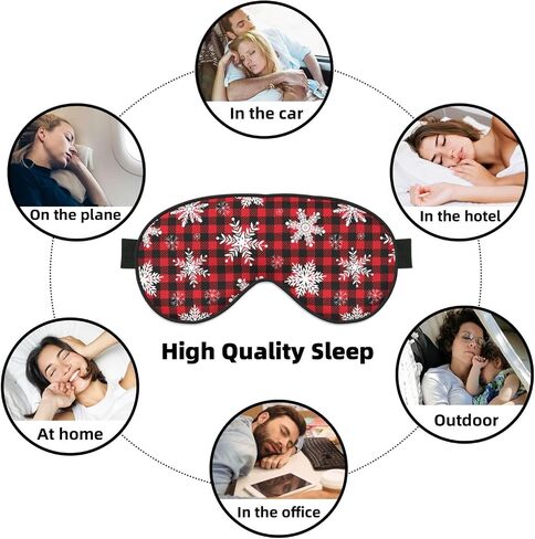 Christmas Sleeping Eye Mask Snowflakes on Buffalo Plaid Eye Mask for Sleeping Soft Comfort Eye Shade Blackout Eye Cover for Deep Rest Travel Nap Meditation in Saudi Arabia