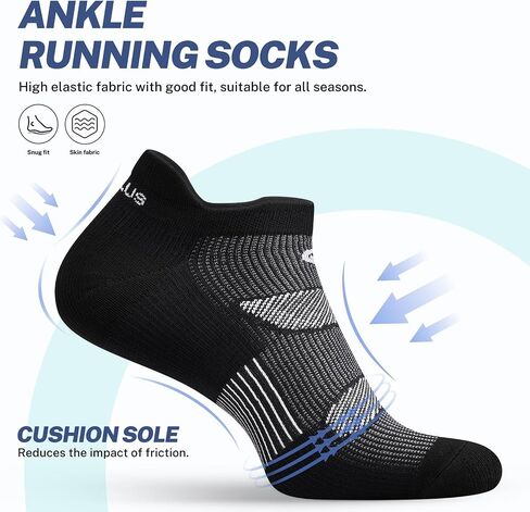 PAPLUS Running Ankle Socks Men Women 6 Pairs, Athletic Cushioned Low Cut Tab Sports Socks with Arch Support in Saudi Arabia
