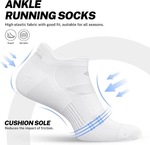 PAPLUS Running Ankle Socks Men Women 6 Pairs, Athletic Cushioned Low Cut Tab Sports Socks with Arch Support in Saudi Arabia
