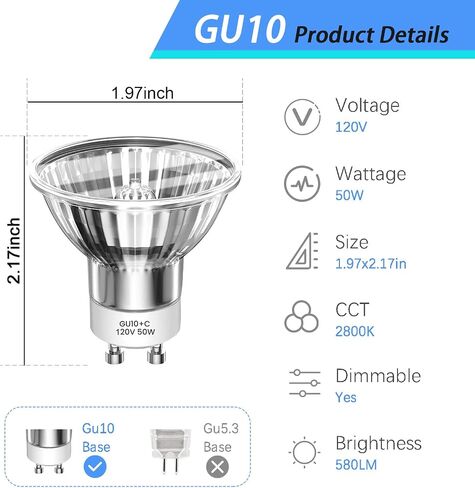 GU10 Halogen Bulb 120V 25W 2pcs Candle Warmer,2700K Dimmable Replacement for Candle Warmer Wax Burner Track Light Bulbs, Range Hood Light Bulbs Warm White Light in Saudi Arabia