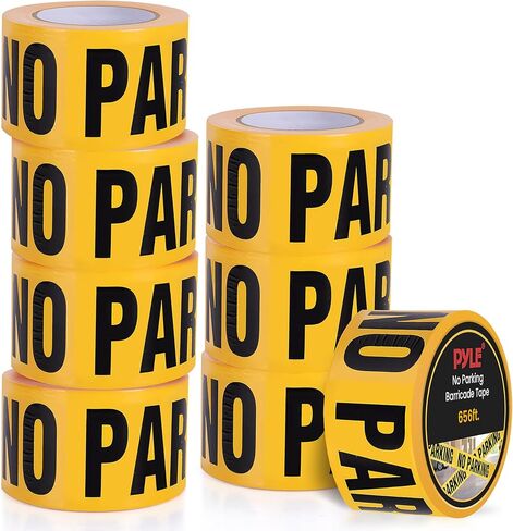 pyle 4 Pieces Safety Yellow No Parking Barricade Tape Set - 656 Foot Long Tape Roll Suitable for a Wide Range of Applications, Including Roadworks, Events, and Hazardous Areas in Saudi Arabia
