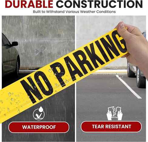 pyle 4 Pieces Safety Yellow No Parking Barricade Tape Set - 656 Foot Long Tape Roll Suitable for a Wide Range of Applications, Including Roadworks, Events, and Hazardous Areas in Saudi Arabia