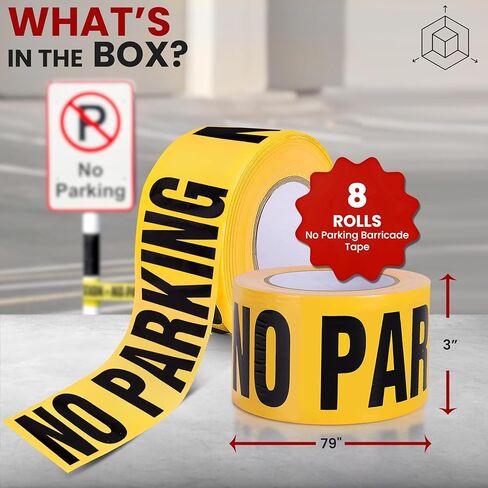 pyle 4 Pieces Safety Yellow No Parking Barricade Tape Set - 656 Foot Long Tape Roll Suitable for a Wide Range of Applications, Including Roadworks, Events, and Hazardous Areas in Saudi Arabia
