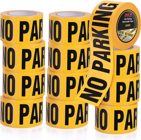 pyle 4 Pieces Safety Yellow No Parking Barricade Tape Set - 656 Foot Long Tape Roll Suitable for a Wide Range of Applications, Including Roadworks, Events, and Hazardous Areas in Saudi Arabia
