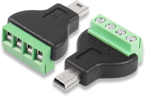 CERRXIAN 2PSC USB Mini to 4 Pin Screw Terminal Block Connector,DIY USB Mini Male Adapter Connector USB Breakout Board for DIY USB Power Supply for Cable Charging Data Transfer in Saudi Arabia