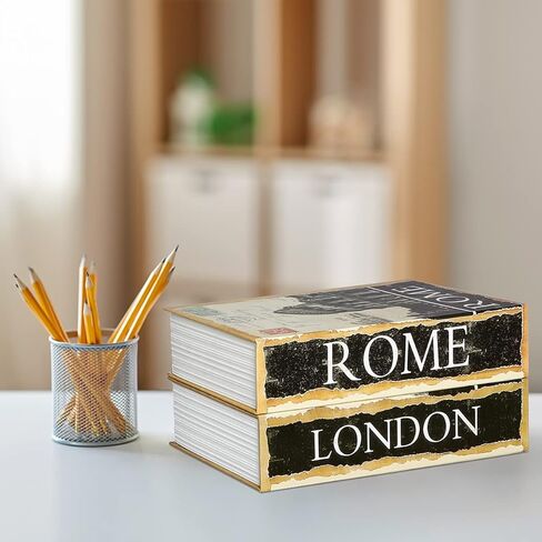 Kasten Book Safe with Key Lock, Diversion Secret Hidden Lock Box for Cash Jewelry, Fake Book Safe, 9.5"x 6.2"x 2.2", London in Kuwait