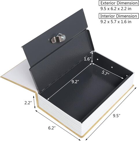 Kasten Book Safe with Key Lock, Diversion Secret Hidden Lock Box for Cash Jewelry, Fake Book Safe, 9.5"x 6.2"x 2.2", London in Kuwait