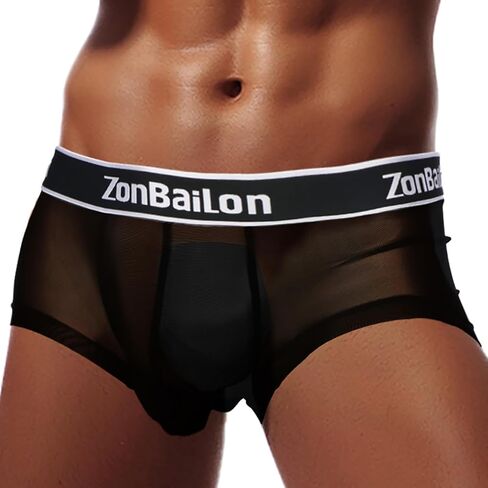 JINSHI Men's Sexy Boxer Briefs Bulge Pouch Mesh See Through Comfortable Breathable Underwear M L XL XXL 3XL in Kuwait