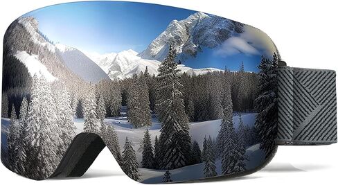 NSSIW Ski Goggles for Men Women Youth, OTG Snow Goggles with UV Protection and Anti Fog Vlt 10% (Black/Silver/Grey) in Saudi Arabia