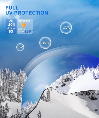 نظارات تزلج NSSIW للرجال والنساء والشباب، نظارات OTG للثلج مع حماية من الأشعة فوق البنفسجية ومضادة للضباب بنسبة 10% (أسود/فضي/رمادي) in Kuwait