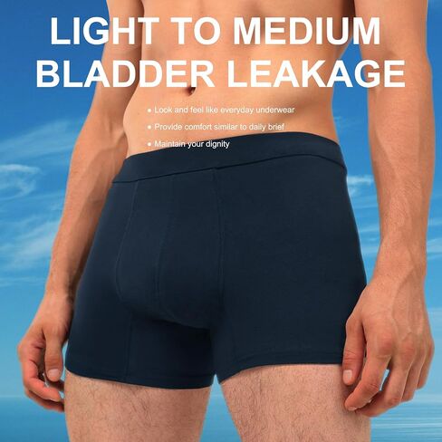 Washable Mens Leakproof Incontinence Underwear Bladder Leak Protection Instant Absorbency 60 ML Boxer Briefs (Black XXL) in Saudi Arabia