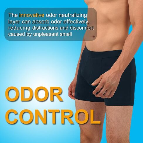 Washable Mens Leakproof Incontinence Underwear Bladder Leak Protection Instant Absorbency 60 ML Boxer Briefs (Black XXL) in Saudi Arabia