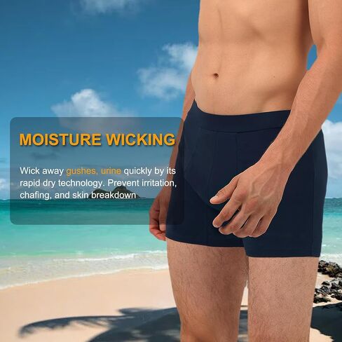 Washable Mens Leakproof Incontinence Underwear Bladder Leak Protection Instant Absorbency 60 ML Boxer Briefs (Black XXL) in Saudi Arabia