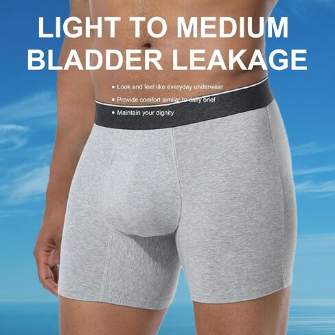 Washable Mens Leakproof Incontinence Underwear Bladder Leak Protection Instant Absorbency 60 ML Boxer Briefs (Black XXL) in Saudi Arabia
