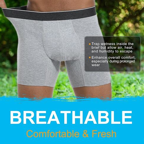 Washable Mens Leakproof Incontinence Underwear Bladder Leak Protection Instant Absorbency 60 ML Boxer Briefs (Black XXL) in Saudi Arabia