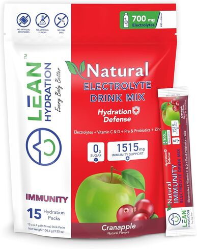 Natural Electrolyte Immune Formula - Boost Immunity and Stay Hydrated with Zero Sugar and No Artificial Flavors or Sweeteners 15 ct Packets (Cranapple) in Saudi Arabia