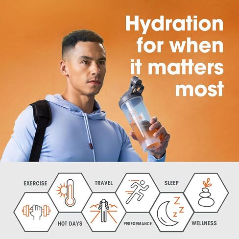 Genius Hydrate Stick Pack Powder Drink Mix - Sour Peach Rings Flavor, Natural Electrolyte Booster with Coconut Water & Potassium for Ultimate Hydration -20 Packets in Saudi Arabia
