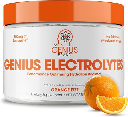 Genius Hydrate Stick Pack Powder Drink Mix - Sour Peach Rings Flavor, Natural Electrolyte Booster with Coconut Water & Potassium for Ultimate Hydration -20 Packets in Kuwait