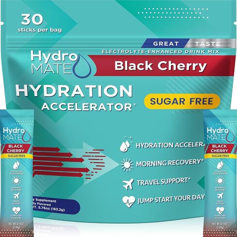 HydroMATE Electrolytes Powder No Sugar Keto Party Favors Sugar Free Hydration Packets Sticks with Vitamin C Variety Pack 30 Count in Saudi Arabia