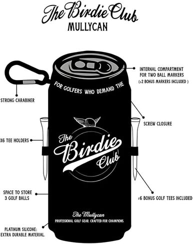 The Mullycan Golf Tee Holder - Golf Bag Accessories Including Six Bonus Tees and Two Ball Markers Unique Golf Gift - Holds 6 Tees, 1 Ball Marker and 3 Golf Balls in Saudi Arabia