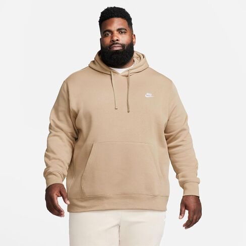 Nike Mens CLUB HOODIE Pull Over BB Mens BV2654-247 (KHAKI/KHAKI/WHITE), Size L in Saudi Arabia