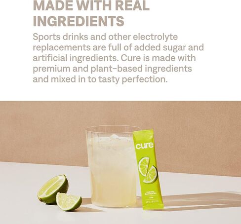 Cure Hydration | Plant-Based Electrolyte Drink Mix | No Added Sugar | Dehydration Relief Powder Made with Coconut Water | Non-GMO | Vegan | FSA & HSA | 28 Servings Jar - Lemonade in Saudi Arabia
