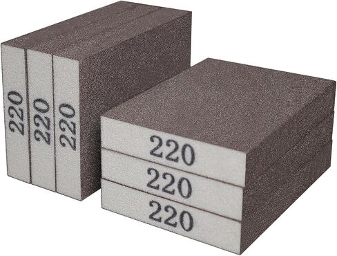 6 Pack 220 Grit Hand Sanding Block, Washable and Reusable Sanding Sponge Great for Pot Brush Pan Brush Sponge Brush Glasses Sanding Wood Sanding Metal Sanding (220 Grit) in Saudi Arabia