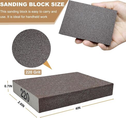 6 Pack 220 Grit Hand Sanding Block, Washable and Reusable Sanding Sponge Great for Pot Brush Pan Brush Sponge Brush Glasses Sanding Wood Sanding Metal Sanding (220 Grit) in Saudi Arabia
