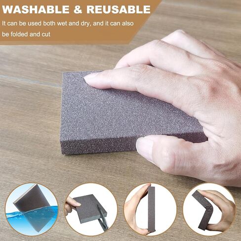6 Pack 220 Grit Hand Sanding Block, Washable and Reusable Sanding Sponge Great for Pot Brush Pan Brush Sponge Brush Glasses Sanding Wood Sanding Metal Sanding (220 Grit) in Saudi Arabia