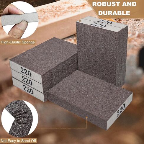 6 Pack 220 Grit Hand Sanding Block, Washable and Reusable Sanding Sponge Great for Pot Brush Pan Brush Sponge Brush Glasses Sanding Wood Sanding Metal Sanding (220 Grit) in Saudi Arabia