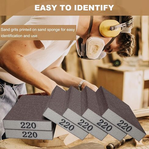6 Pack 220 Grit Hand Sanding Block, Washable and Reusable Sanding Sponge Great for Pot Brush Pan Brush Sponge Brush Glasses Sanding Wood Sanding Metal Sanding (220 Grit) in Saudi Arabia