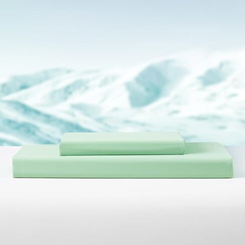 Dream Valley® Twin Size Cooling Fitted Sheet with 1 Pillowcase, Q-Max > 0.4 Aerocool™ 2 PCS with No Flat Sheet, Cooling for Night Sweats, Hot Sleepers, Ivory in Saudi Arabia